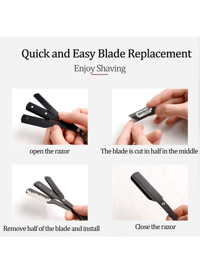 GNAFOTU Professional Straight Edge Razor with 10 Single Straight Razor Blades-Barber Straight Razor-Close Shaving Men's Manual Shaver-Disposable Straight Razor Blades-Straight Razor Kit - Image 3